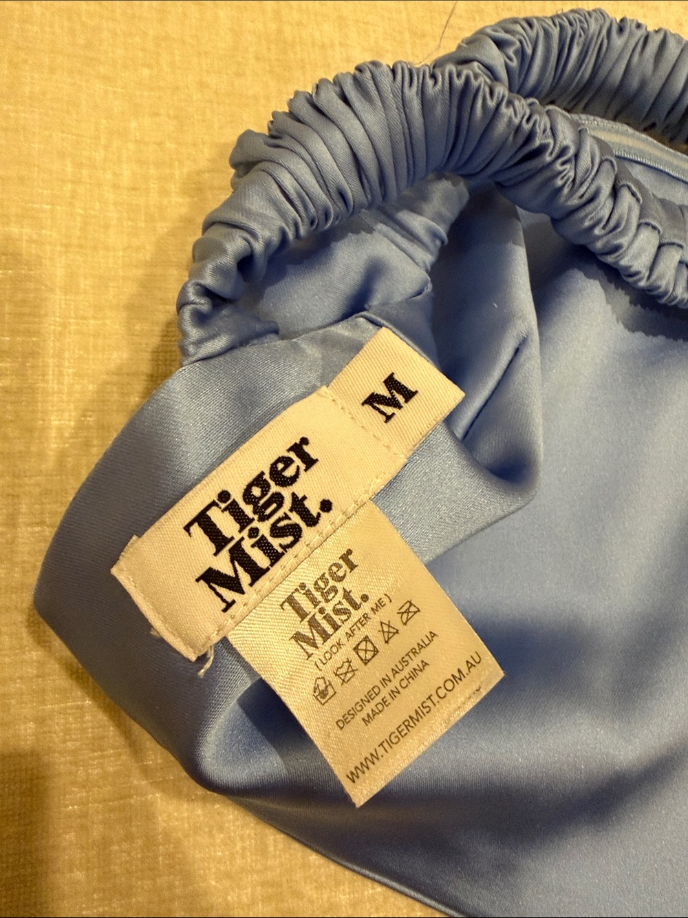 Tiger Mist Pale Blue Satin Strapless Bustier Top - Picture 2 of 5